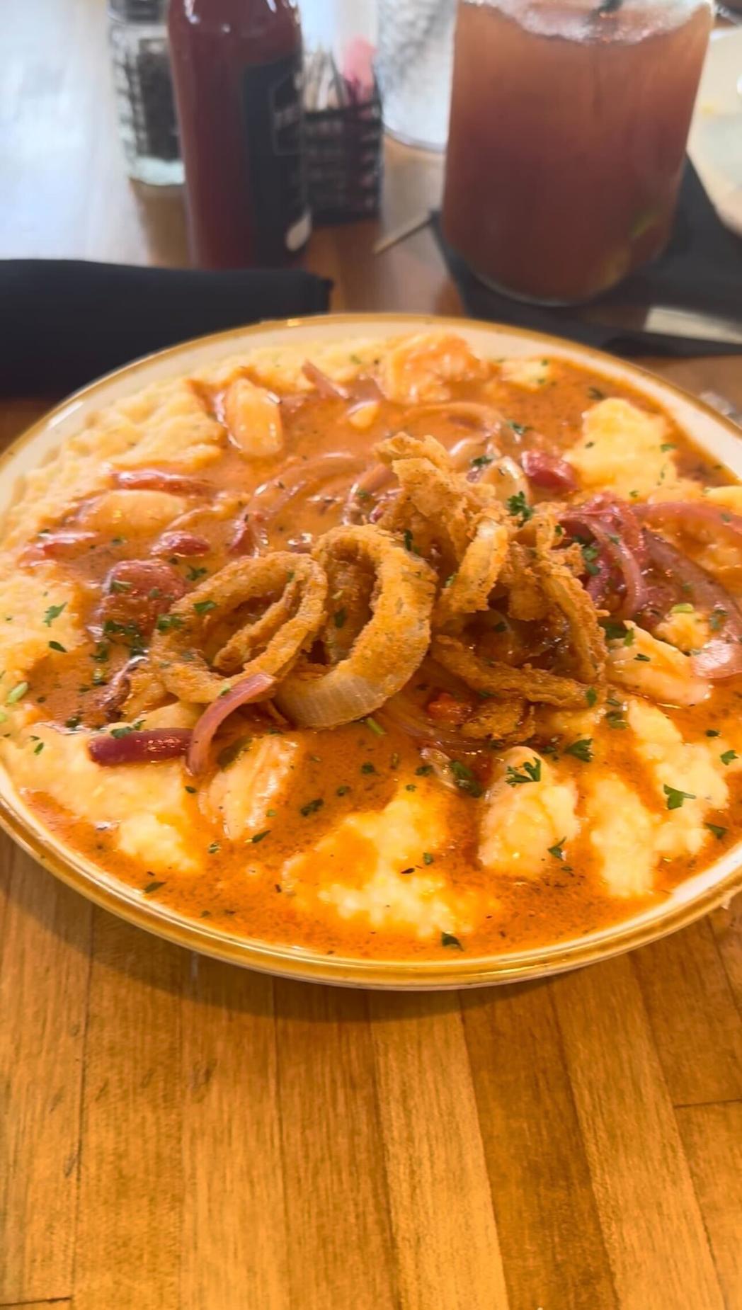 Cajun shrimp and grits at Iron Rooster.